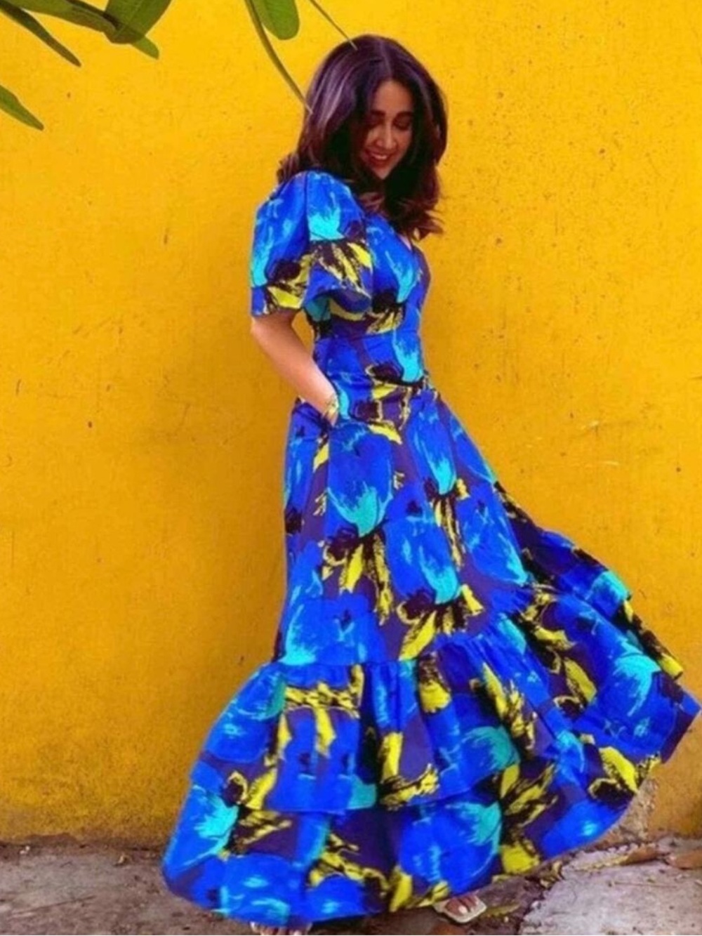Christopher John Rogers x Target Floral Tiered Puff Sleeve Dress in Blue - 2 - Picture 1 of 4